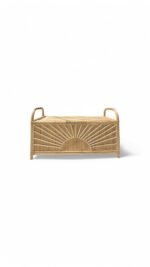 Handmade Rattan Storage Bench with Cushion – Versatile Toy Organizer and Seating Solution