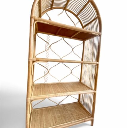 Unique Handcrafted Rattan Open Storage Cabinet – Elegant and Durable for Bedroom