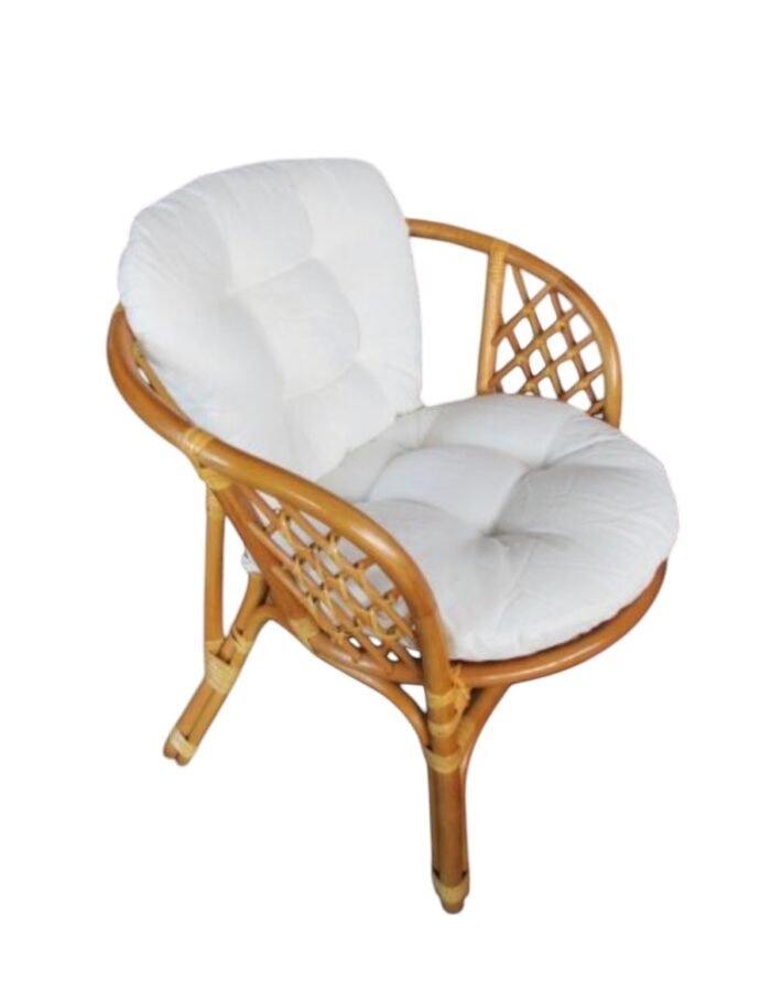 <p data-pm-slice="1 1 []">Experience tropical comfort with our handmade rattan armchair, crafted in Bali. Featuring a soft white cushion and a strong natural rattan frame, this chair blends island charm with everyday functionality. Custom orders available. Size: H.73 x W.68 x D.70 cm.</p>