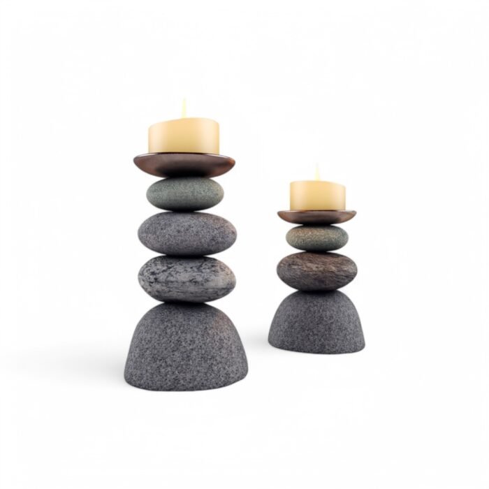 Four-Layer Decorative Candle Set – 25cm & 30cm Handcrafted Stone Base Candles for Home or Garden Decor