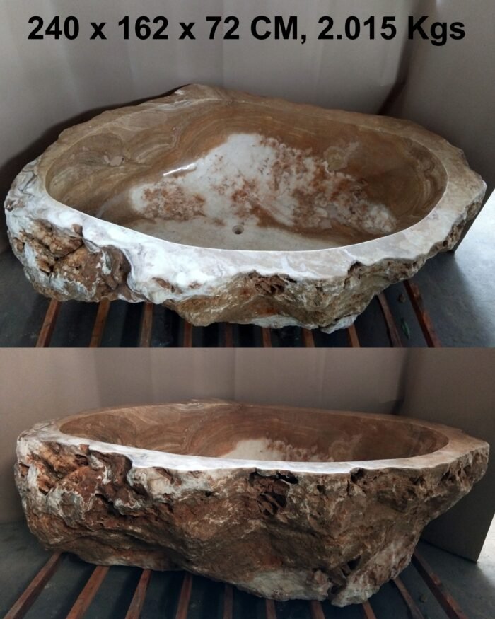 <p data-pm-slice="1 1 []">Experience true spa luxury at home with our 240x162x72 cm natural onyx stone bathtub. Hand-carved in Indonesia, each tub is a unique masterpiece. Weighs 2,015 kg. Patterns vary due to natural formation. Custom orders welcome.</p>   http://balibya.com/wp-content/uploads/2025/05/v14044g50000d05k9c7og65vs21m5v50.mp4