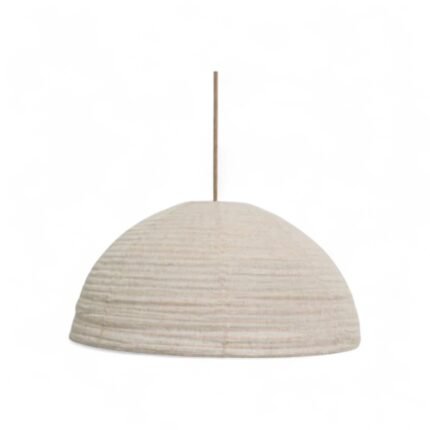 Foldable Half MoonLinen Lampshade with Fringe – Aesthetic Handmade Lighting Decor (D60 cm)