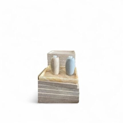 Marble Stone Sanitary Bottle – Handmade Soap and Shampoo Dispenser (13x7 cm)